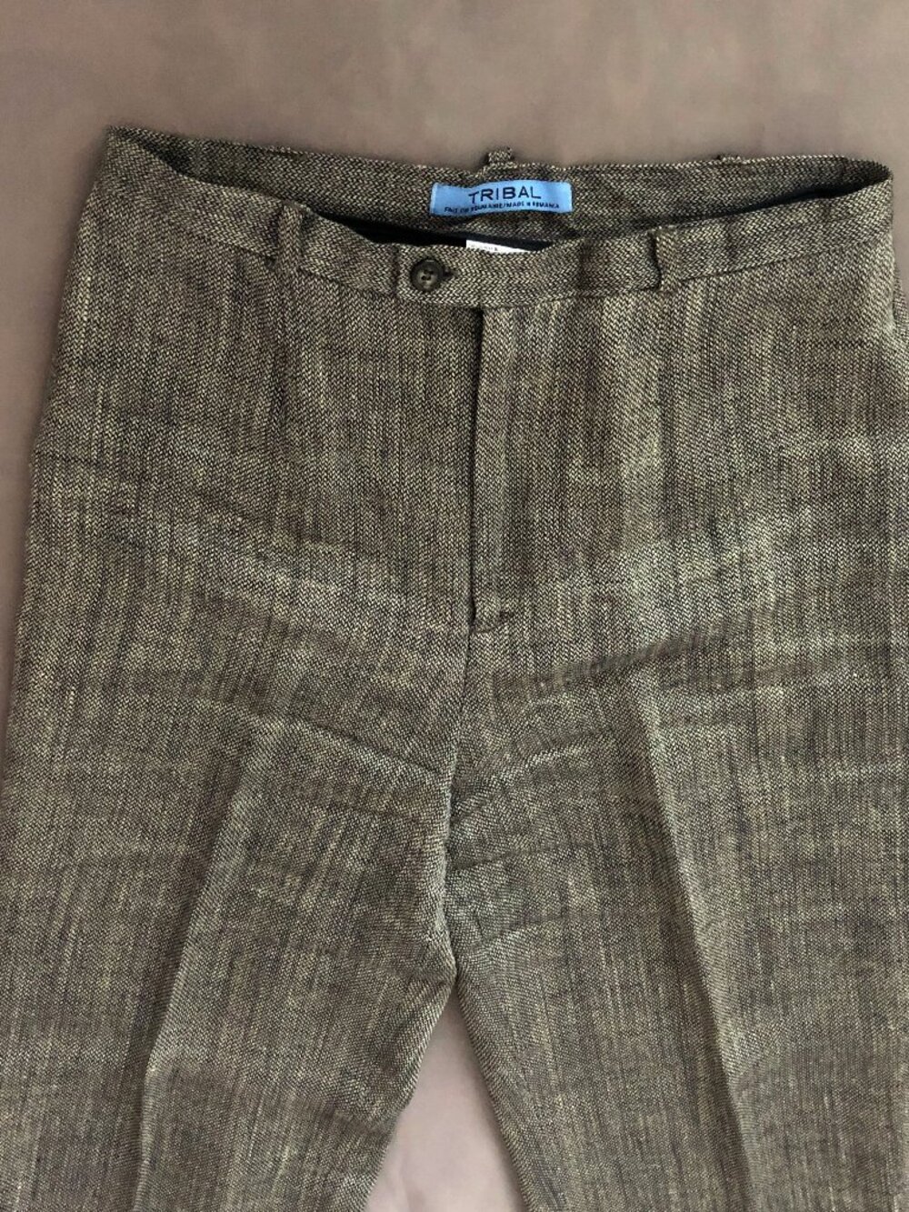 Black And Muted Gold Patterned Linen Pants